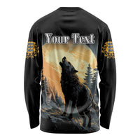 Personalized Estonia Long Sleeve Shirt Wolf Howling At The Moon - Wonder Print Shop