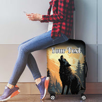 Personalized Estonia Luggage Cover Wolf Howling At The Moon - Wonder Print Shop