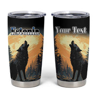 Personalized Estonia Tumbler Cup Wolf Howling At The Moon - Wonder Print Shop