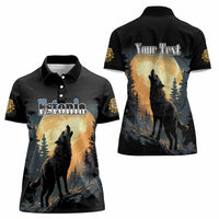 Personalized Estonia Women Polo Shirt Wolf Howling At The Moon - Wonder Print Shop