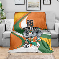 Custom Ivory Coast Football Blanket Les Elephants Mascot - Wonder Print Shop