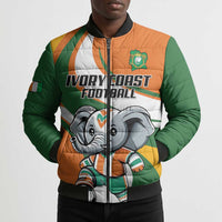 Custom Ivory Coast Football Bomber Puffer Jacket Les Elephants Mascot - Wonder Print Shop