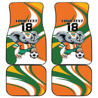 Custom Ivory Coast Football Car Mats Les Elephants Mascot - Wonder Print Shop