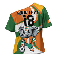 Custom Ivory Coast Football Cross Shoulder Shirt Les Elephants Mascot - Wonder Print Shop