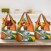 Custom Ivory Coast Football Grocery Bag Les Elephants Mascot - Wonder Print Shop