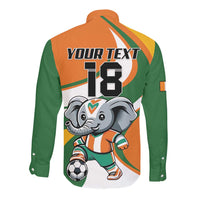 Custom Ivory Coast Football Long Sleeve Button Shirt Les Elephants Mascot - Wonder Print Shop
