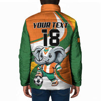 Custom Ivory Coast Football Padded Jacket Les Elephants Mascot - Wonder Print Shop