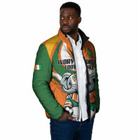 Custom Ivory Coast Football Padded Jacket Les Elephants Mascot - Wonder Print Shop