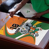 Custom Ivory Coast Football Puzzle Les Elephants Mascot - Wonder Print Shop