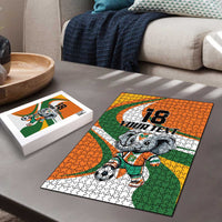 Custom Ivory Coast Football Puzzle Les Elephants Mascot - Wonder Print Shop
