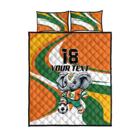 Custom Ivory Coast Football Quilt Bed Set Les Elephants Mascot - Wonder Print Shop