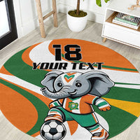 Custom Ivory Coast Football Round Carpet Les Elephants Mascot - Wonder Print Shop