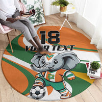 Custom Ivory Coast Football Round Carpet Les Elephants Mascot - Wonder Print Shop