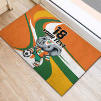 Custom Ivory Coast Football Rubber Doormat Les Elephants Mascot - Wonder Print Shop