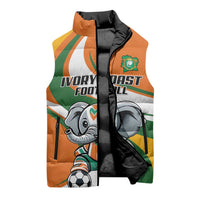 Custom Ivory Coast Football Sleeveless Puffer Jacket Les Elephants Mascot - Wonder Print Shop