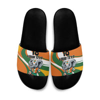 Custom Ivory Coast Football Slide Sandals Les Elephants Mascot - Wonder Print Shop