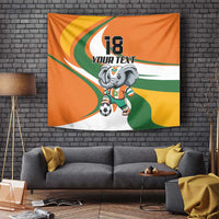 Custom Ivory Coast Football Tapestry Les Elephants Mascot - Wonder Print Shop