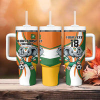 Custom Ivory Coast Football Tumbler With Handle Les Elephants Mascot - Wonder Print Shop