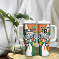 Custom Ivory Coast Football Tumbler With Handle Les Elephants Mascot - Wonder Print Shop