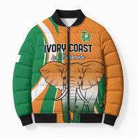 Custom Ivory Coast Football Bomber Puffer Jacket Les Elephants Spirit - Wonder Print Shop