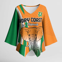 Custom Ivory Coast Football Kimono Sleeve Blouse Les Elephants Spirit - Wonder Print Shop