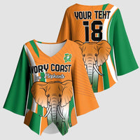 Custom Ivory Coast Football Kimono Sleeve Blouse Les Elephants Spirit - Wonder Print Shop