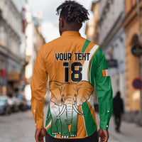 Custom Ivory Coast Football Long Sleeve Button Shirt Les Elephants Spirit - Wonder Print Shop