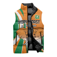 Custom Ivory Coast Football Sleeveless Puffer Jacket Les Elephants Spirit - Wonder Print Shop