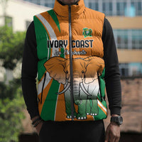 Custom Ivory Coast Football Sleeveless Puffer Jacket Les Elephants Spirit - Wonder Print Shop