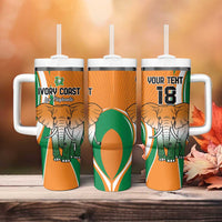 Custom Ivory Coast Football Tumbler With Handle Les Elephants Spirit - Wonder Print Shop