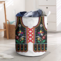 Vintage Polish Gorsecik Laundry Basket Slavic Floral Folk Art