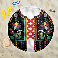 Vintage Polish Gorsecik Beach Blanket Slavic Floral Folk Art