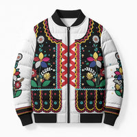 Vintage Polish Gorsecik Bomber Puffer Jacket Slavic Floral Folk Art