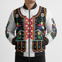 Vintage Polish Gorsecik Bomber Puffer Jacket Slavic Floral Folk Art
