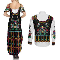 Vintage Polish Gorsecik Couples Matching Summer Maxi Dress and Long Sleeve Button Shirt Slavic Floral Folk Art