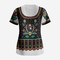 Vintage Polish Gorsecik Scrub Top Slavic Floral Folk Art