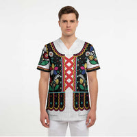 Vintage Polish Gorsecik Scrub Top Slavic Floral Folk Art