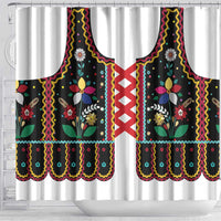 Vintage Polish Gorsecik Shower Curtain Slavic Floral Folk Art