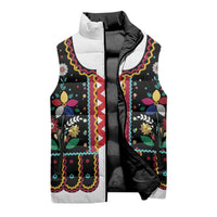 Vintage Polish Gorsecik Sleeveless Puffer Jacket Slavic Floral Folk Art