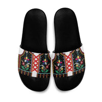 Vintage Polish Gorsecik Slide Sandals Slavic Floral Folk Art