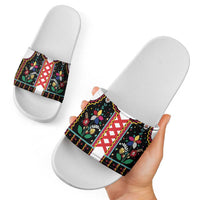 Vintage Polish Gorsecik Slide Sandals Slavic Floral Folk Art