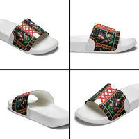 Vintage Polish Gorsecik Slide Sandals Slavic Floral Folk Art