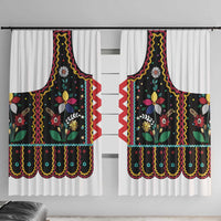 Vintage Polish Gorsecik Window Curtain Slavic Floral Folk Art