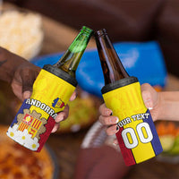 Custom Andorra Coat Of Arms 4 in 1 Can Cooler Tumbler Narcissus Poeticus Flowers Flag Style