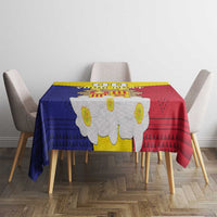 Custom Andorra Coat Of Arms Tablecloth Narcissus Poeticus Flowers Flag Style