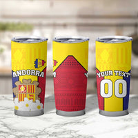 Custom Andorra Coat Of Arms Tumbler Cup Narcissus Poeticus Flowers Flag Style