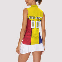 Custom Andorra Coat Of Arms Women Sleeveless Polo Shirt Narcissus Poeticus Flowers Flag Style