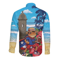 Puerto Rico Coquí Frog Long Sleeve Button Shirt Benito Bowl Halftime Show