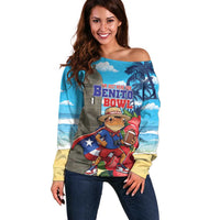 Puerto Rico Coquí Frog Off Shoulder Sweater Benito Bowl Halftime Show