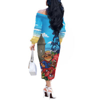 Puerto Rico Coquí Frog Off The Shoulder Long Sleeve Dress Benito Bowl Halftime Show
